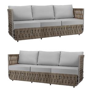 Home Square Aluminum Frame Outdoor Sofa in Gray Cushion - Set of 2