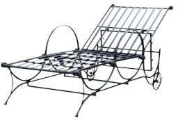 International Caravan Mandalay Iron Patio Chaise Lounge in Black