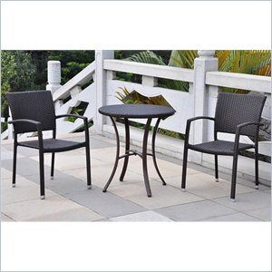 International Caravan Barcelona 3 Piece Patio Bistro Set in Black