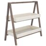 Safavieh Danser Acacia Wood/Sandstone Outdoor Shelf in Dark Walnut and Beige