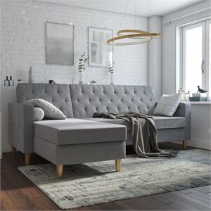 DHP CosmoLiving by Cosmopolitan Liberty Reversible Sectional/Futon in Grey Chenille