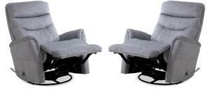 Home Square 31.5" Fabric Swivel Glider Recliner in Capri Silver - Set of 2