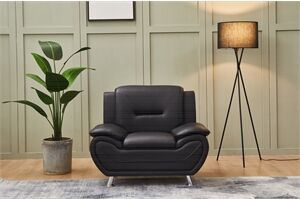 Carell Furniture Zebra Upholstered Modern Faux Leather Chair in Black