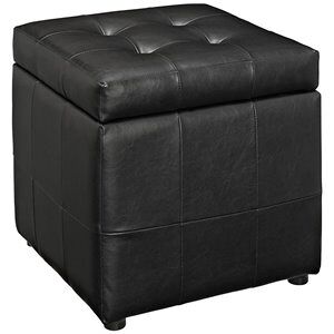 Modway Volt Modern Upholstered Faux Leather Ottoman in Black