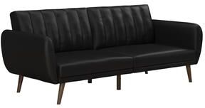 DHP Novogratz Brittany Futon in Convertible Sofa & Couch in Black Faux Leather