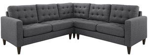 Modway Empress Upholstered Fabric Corner Sectional Sofa in Gray