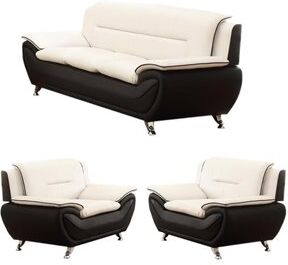 Home Square 3 Piece Living Room Set with 3 Seater Sofa and 2 Armchairs in Black/Beige