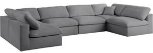 Meridian Furniture Serene Grey Linen Fabric Deluxe Modular Sectional