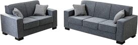 Legend Vansen Modern Fabric Living Room Sofa and Loveseat Set in Gray