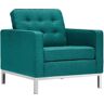 Modway Loft Stainless Steel and Upholstered Fabric Armchair in Teal Blue