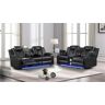 Galaxy Home Furnishings Benz LED & Power Recliner 2 PC Made With Faux Leather in Black