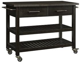 Southern Enterprises SEI Furniture Havelock Engineered Wood Rolling Kitchen Island in Dark Tobacco