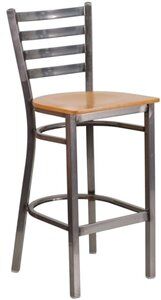 Bowery Hill 29" Ladder Back Restaurant Bar Stool in Natural