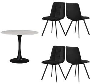 Home Square 5-Piece Set with Tulip Dining Table and 4 Annie Dining Chairs