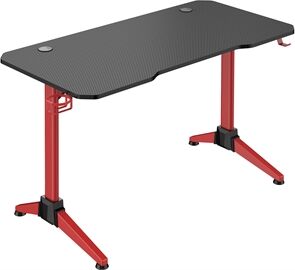 Safco Ultimate Computer Gaming Desk Red Metal Legs with LED Under Desk Lighting