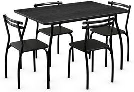 Costway 5-piece Home Kitchen Wood Dining Set with Table/4 Chairs in Black