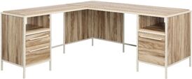 Sauder Nova Loft Engineered Wood L-Desk in Kiln Acacia/Brown