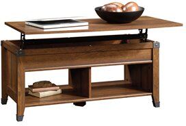 Sauder Carson Forge Lift-Top Engineered Wood Coffee Table in Washington Cherry