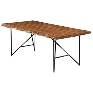 Alpine Furniture Live Edge Solid Wood Dining Table in Light Walnut (Brown)