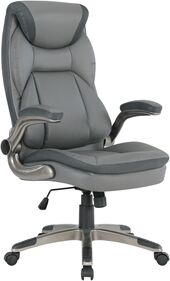 Office Star Executive Charcoal Bonded Leather Chair with Titanium Coated Nylon Base