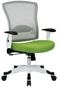 Office Star SPACE White Frame Managers Green Chair  Padded Mesh Seat and Back with Flip Arms