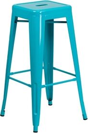 Bowery Hill 30" Industrial Metal Backless Dining Bar Stool in Crystal Blue