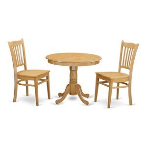 East West Furniture Antique 3-piece Traditional Wood Dining Set in Oak