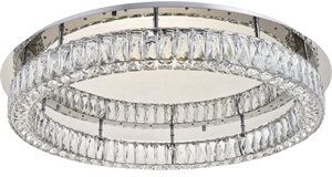 Elegant Lighting Monroe 34" Round Royal Cut Crystal LED Flush Mount in Chrome