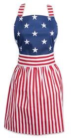 DII Modern Style 100 Percent Cotton Skirt Apron in Red and Blue