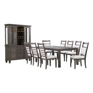 Sunset Trading Shades of Gray 11-Piece 82" Extendable Wood Dining Set in Gray