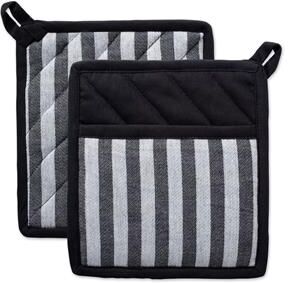 DII Modern Style Cotton Stripe Potholder in Black/White (Set of 2)