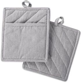 DII Modern Cotton Solid Potholder in Chambray Gray (Set of 2)