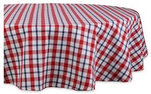 DII 70" Round Modern Cotton American Plaid Kitchen Textiles in Multi-Color