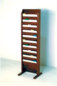 Pemberly Row Free Standing 10 Pocket Chart Holder in Mahogany