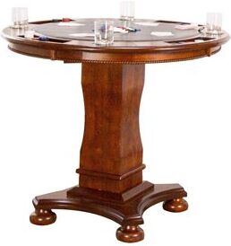 Sunset Trading Bellagio 42" Round Wood Dining/Chess/Poker Table in Brown Cherry