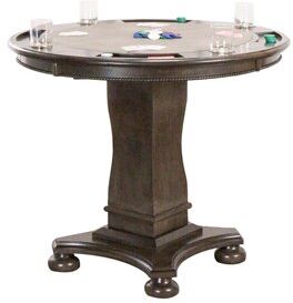 Sunset Trading Vegas 42.5" Round Wood Dining/Chess/Poker Table in Gray