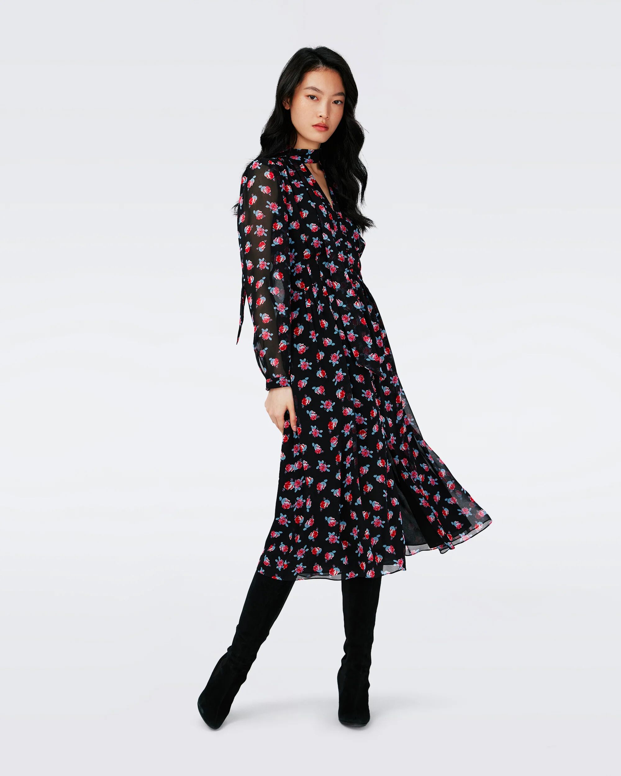 DVF - Erica Long Sleeve Midi Dress by Diane Von Furstenberg In Size: 6