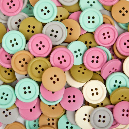 Colorations Boho Wooden Buttons - 1800 Pcs, 6 Colors