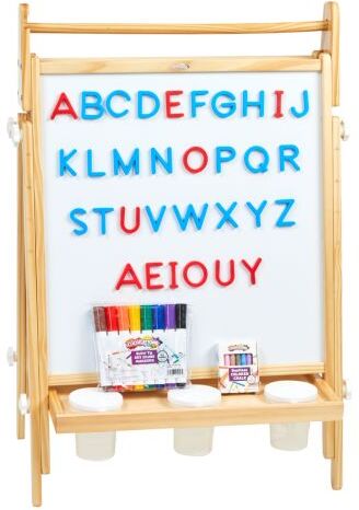 Colorations All in One Wooden Adjustable Easel with Markers & Bonus Chalk