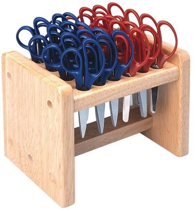 Colorations Natural Oak Wood Rack with 24 Blunt Tip Scissors Value Pack