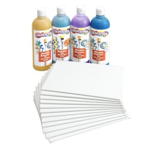 Colorations Pouring Art Paint Kit with 12 Canvas Panels