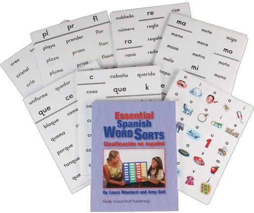 Essential Spanish Word Sorts Book and Demonstration Cards Set by Really Good Stuff