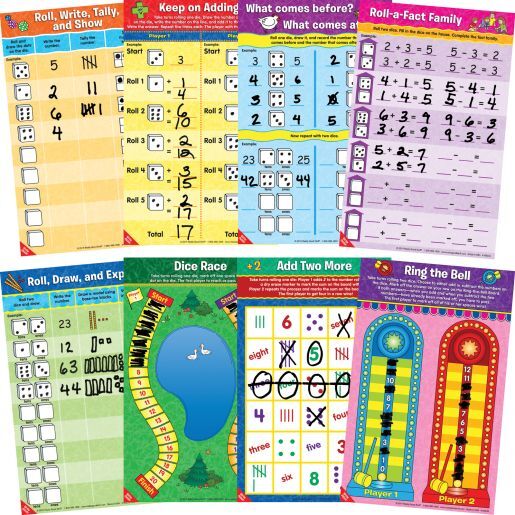 Math Mats Dice Games - 12 Mats by Really Good Stuff