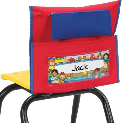 Early Childhood Deluxe Chair Pockets with Pencil Case- 36 Pack - Red/Blue by Really Good Stuff
