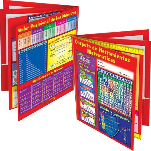 Spanish Math 4-Pocket Folders - Intermediate (Carpeta de Herramientas Matemticas) - 12 folders by Really Good Stuff