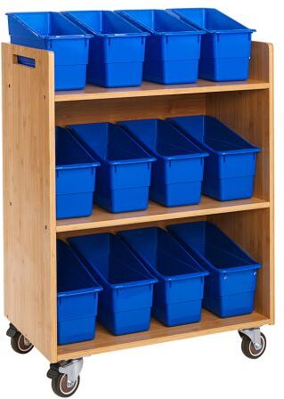 Really Good Stuff Three Tier Shelf Storage with Blue Durable Book & Binder Holders by Really Good Stuff