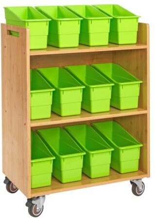 Really Good Stuff Three Tier Shelf Storage with Neon Green Durable Book & Binder Holders by Really Good Stuff