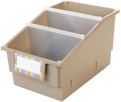 Really Good Stuff Chapter Book Library Bins With Dividers - 6 Pack - Tan by Really Good Stuff