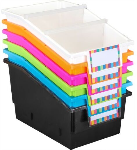 Chapter Book Bins - Neon Pop - Set of 6 by Really Good Stuff