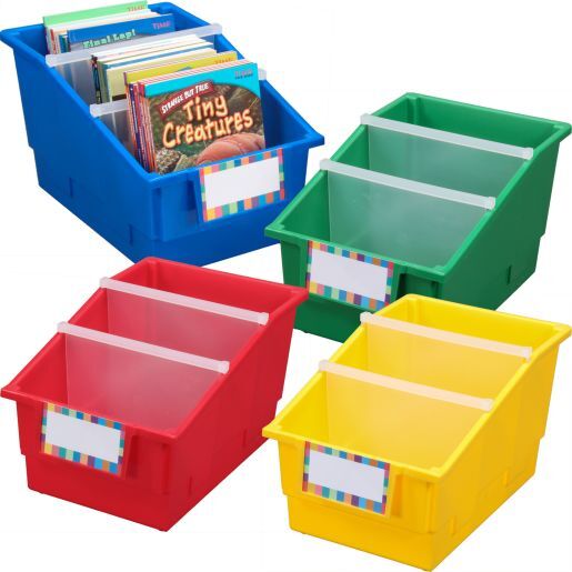 Chapter Book Library Bins With Dividers - Primary - 4 bins with dividers by Really Good Stuff